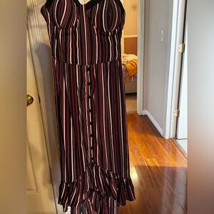 Striped Maxi Dress in Red and Black